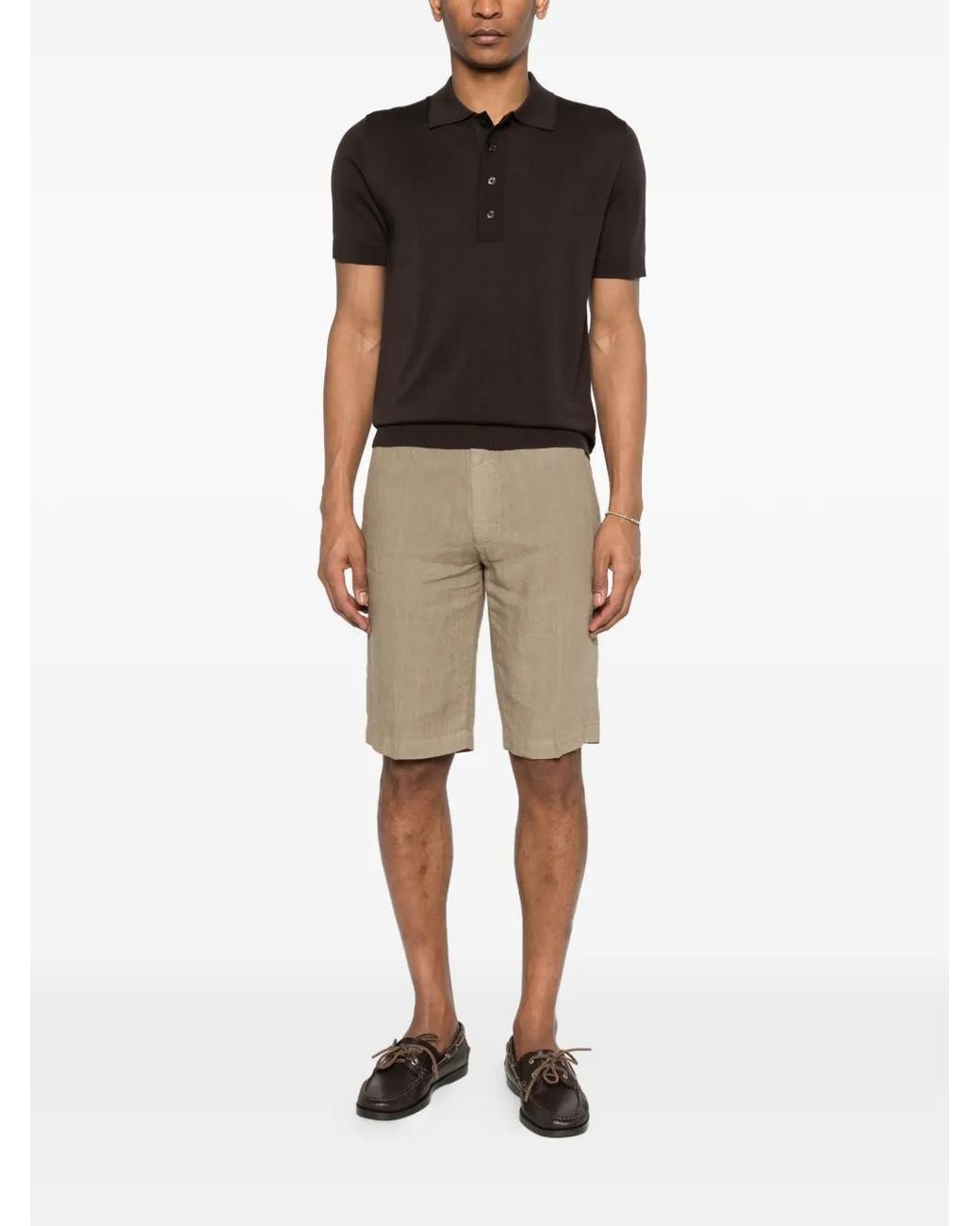 Corneliani White Button Shorts for men