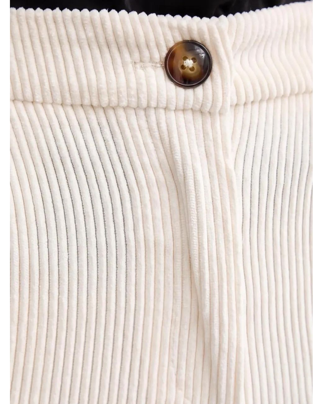 Benetton White Button Corduroy Trousers