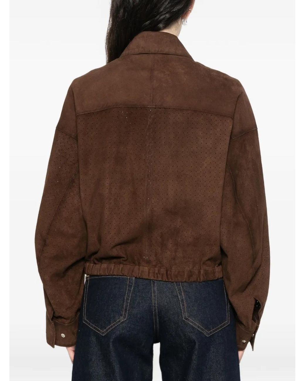 Bully Brown Perforated Zip Leather Jacket