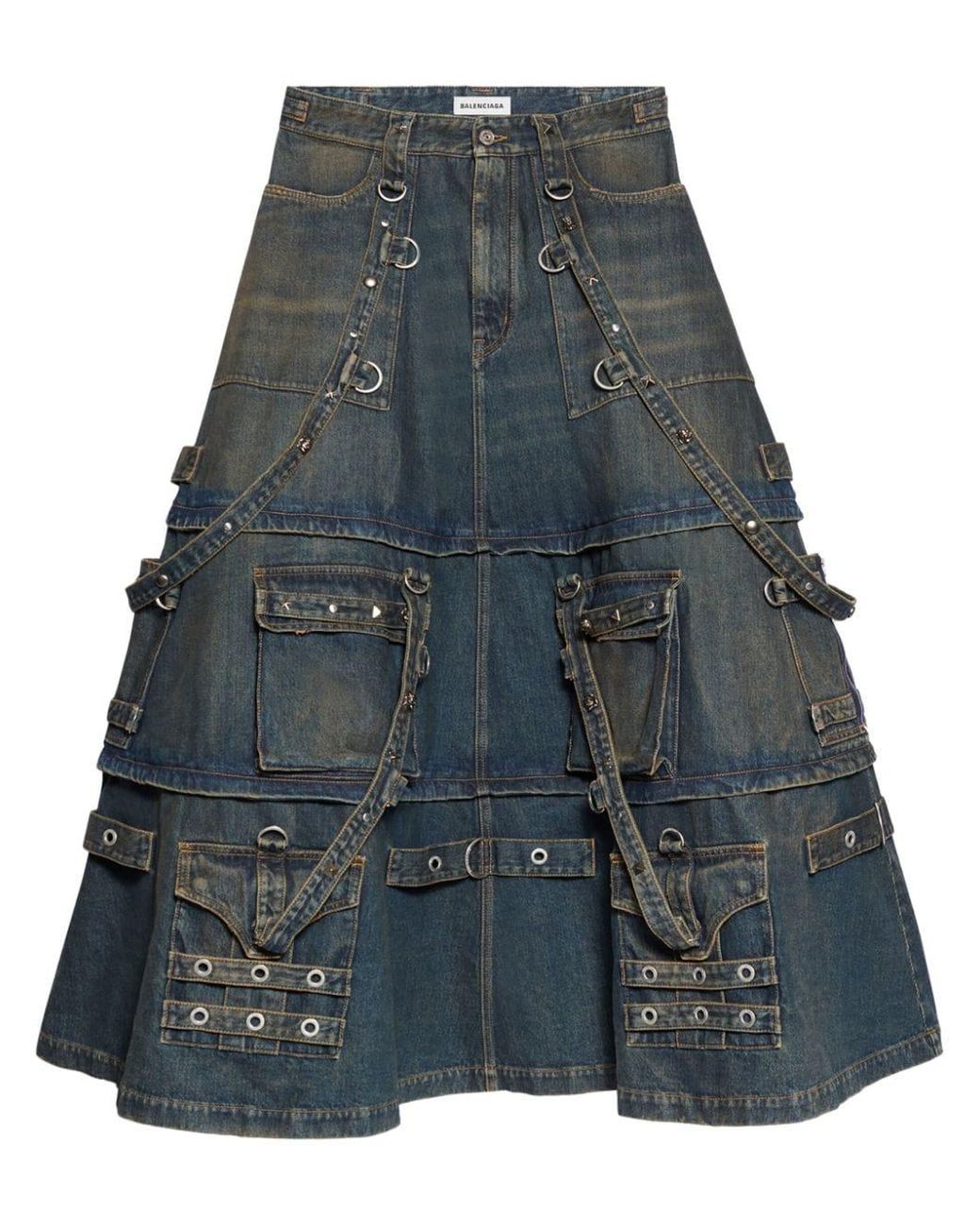 Balenciaga Raver Denim Maxi Skirt in Blue | Lyst UK