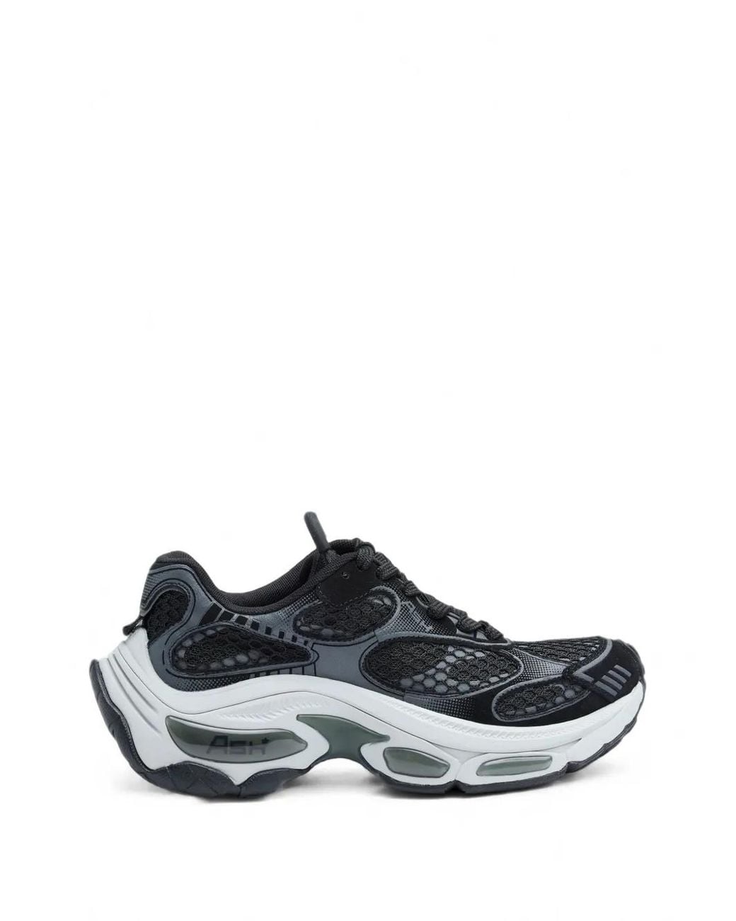 Ash White Dragon Mesh-Panel Sneakers