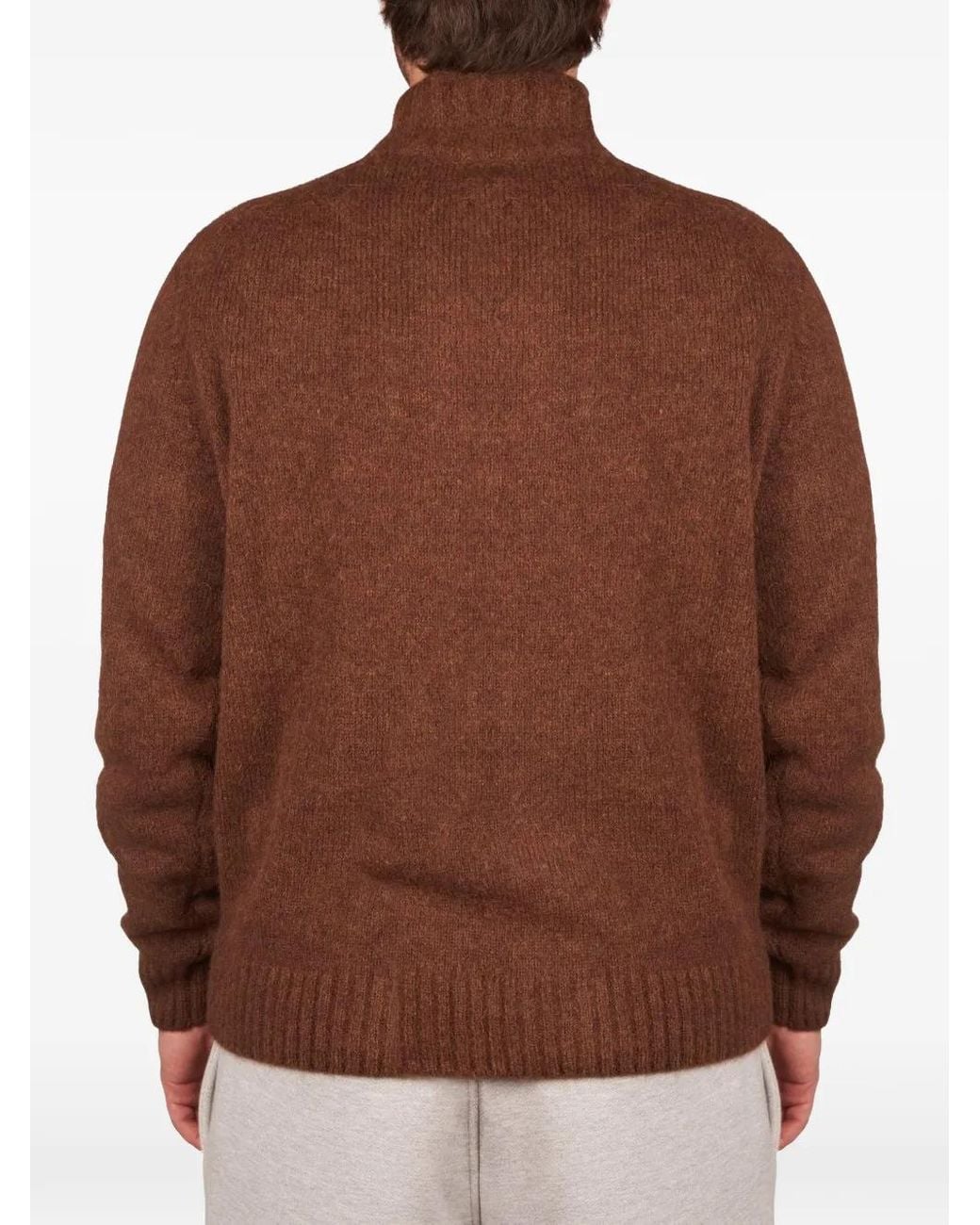 FILIPPO DE LAURENTIIS High-Neck Button-Up Cardigan in Brown for Men | Lyst