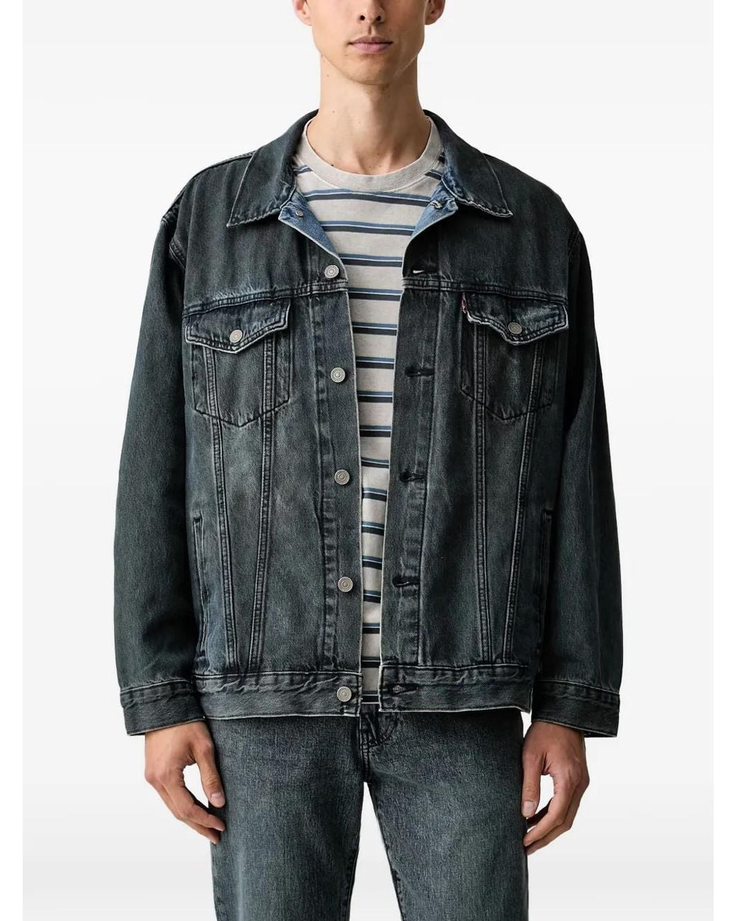 Levi's Black Relaxed Trucker Faded Denim Jacket for men