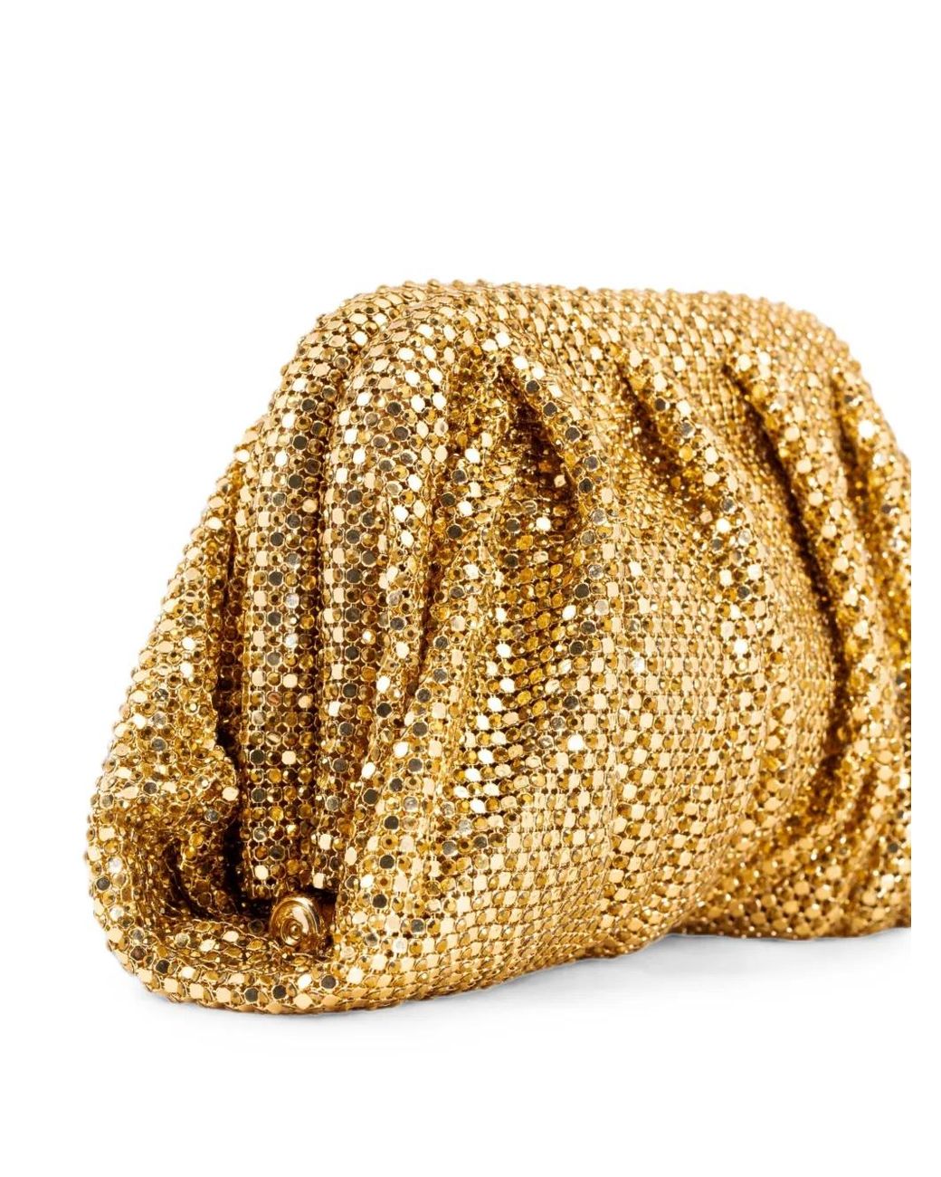Benedetta Bruzziches Metallic Venus Crystal-Embellished Draped Clutch Bag