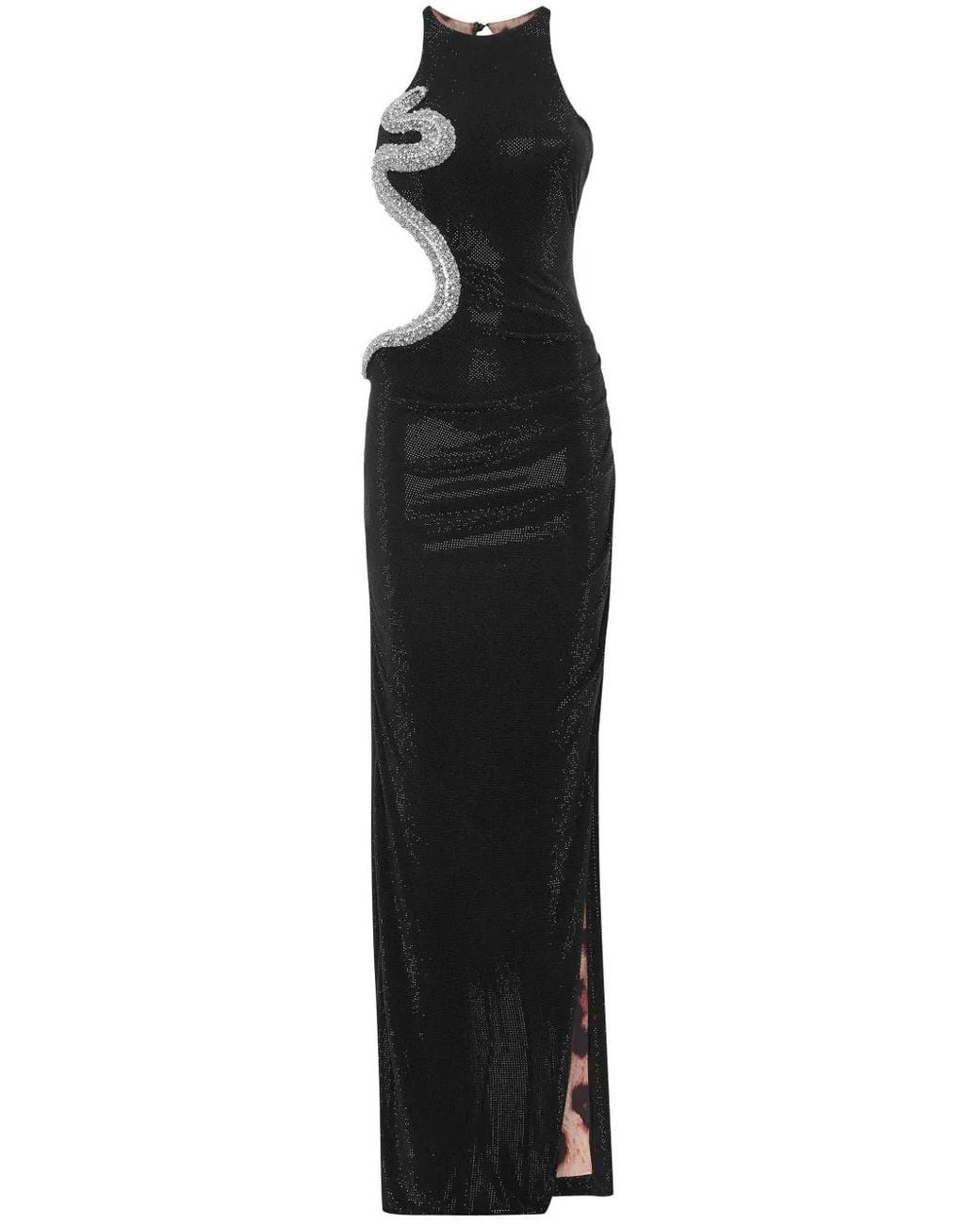 Philipp Plein Black Long Dress Crystal