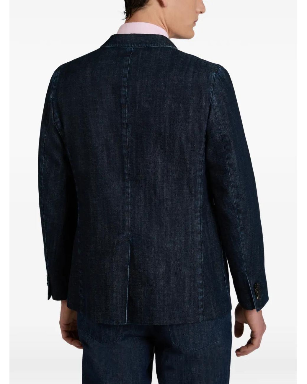 Slowear Blue Denim Slim Blazer for men