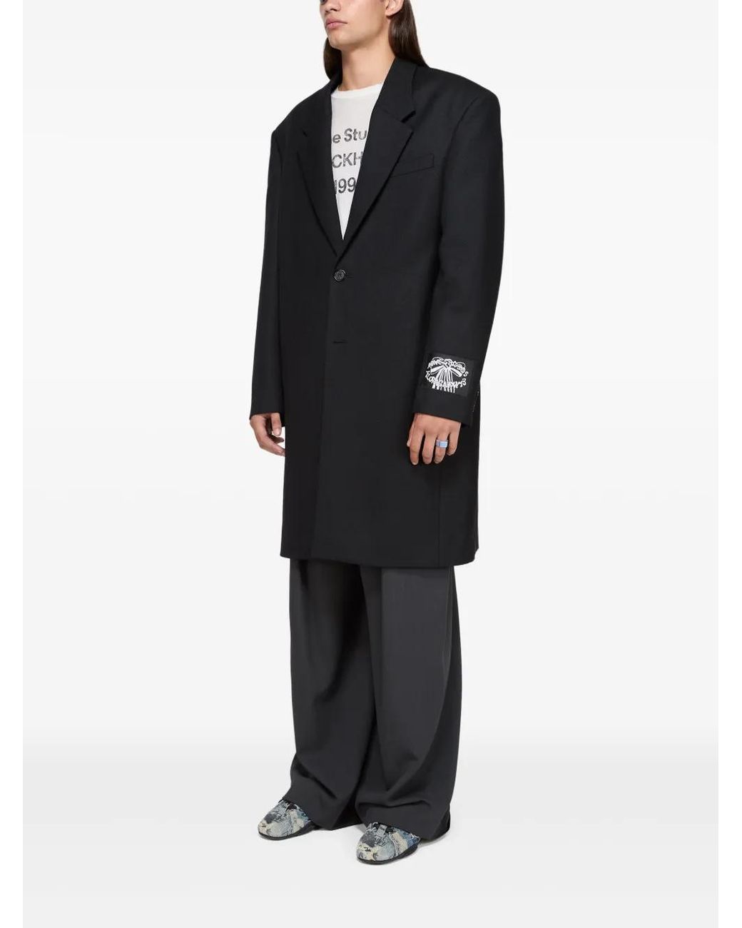 Acne Blue Single-Breasted Coat for men