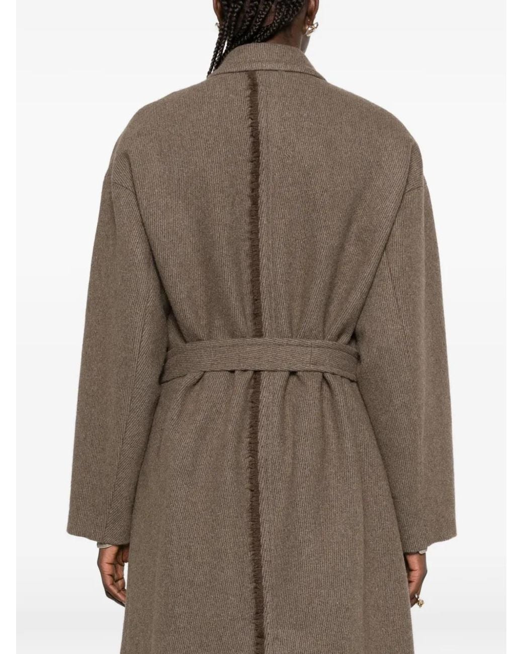 Uma Wang Natural Belted Raw-Edge Coat