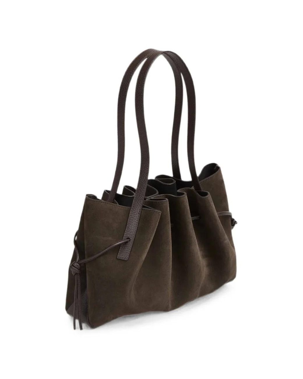 Yuzefi Black Scallop Suede Shoulder Bag