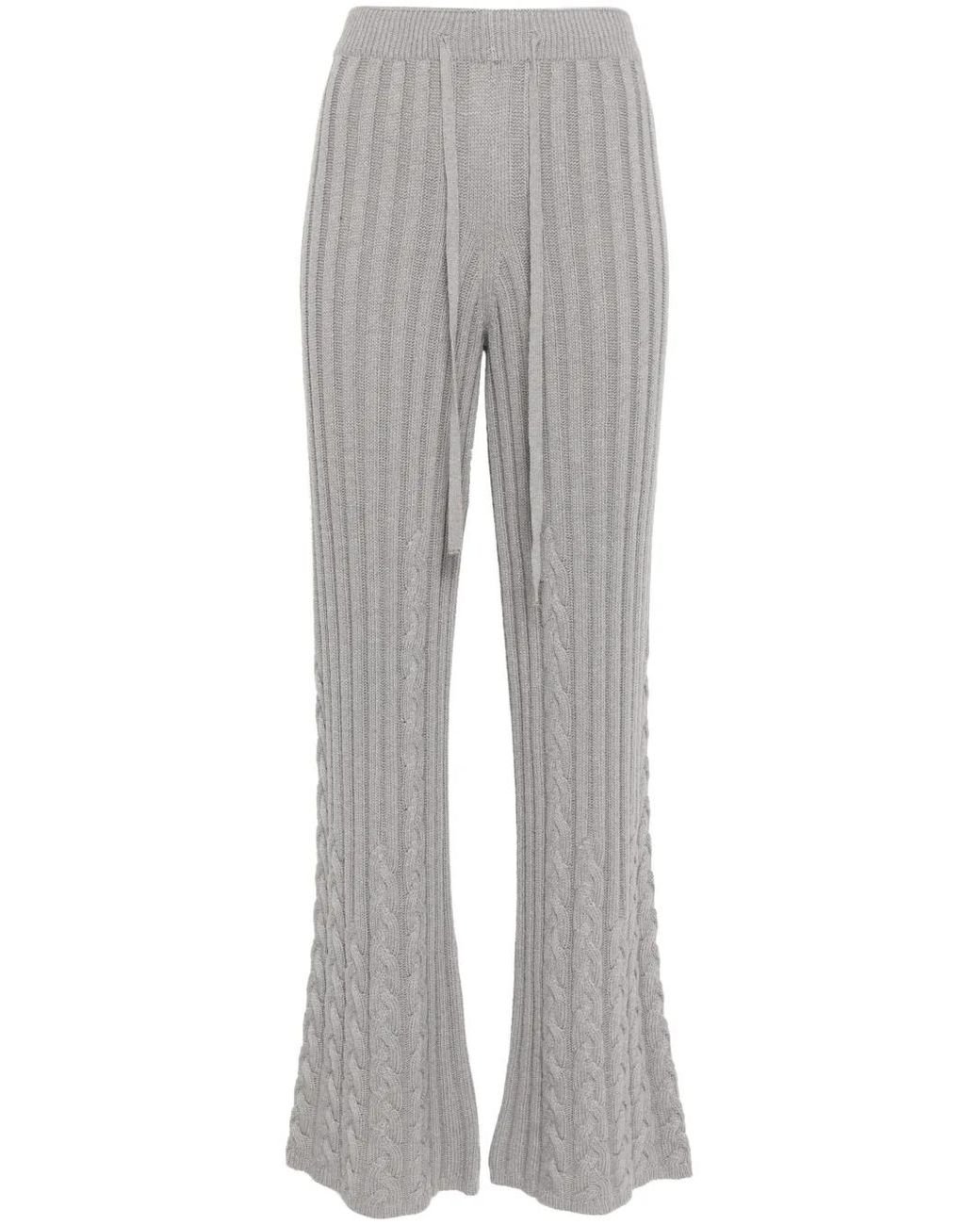 Twinset Gray Cable-Knit Flared Trousers