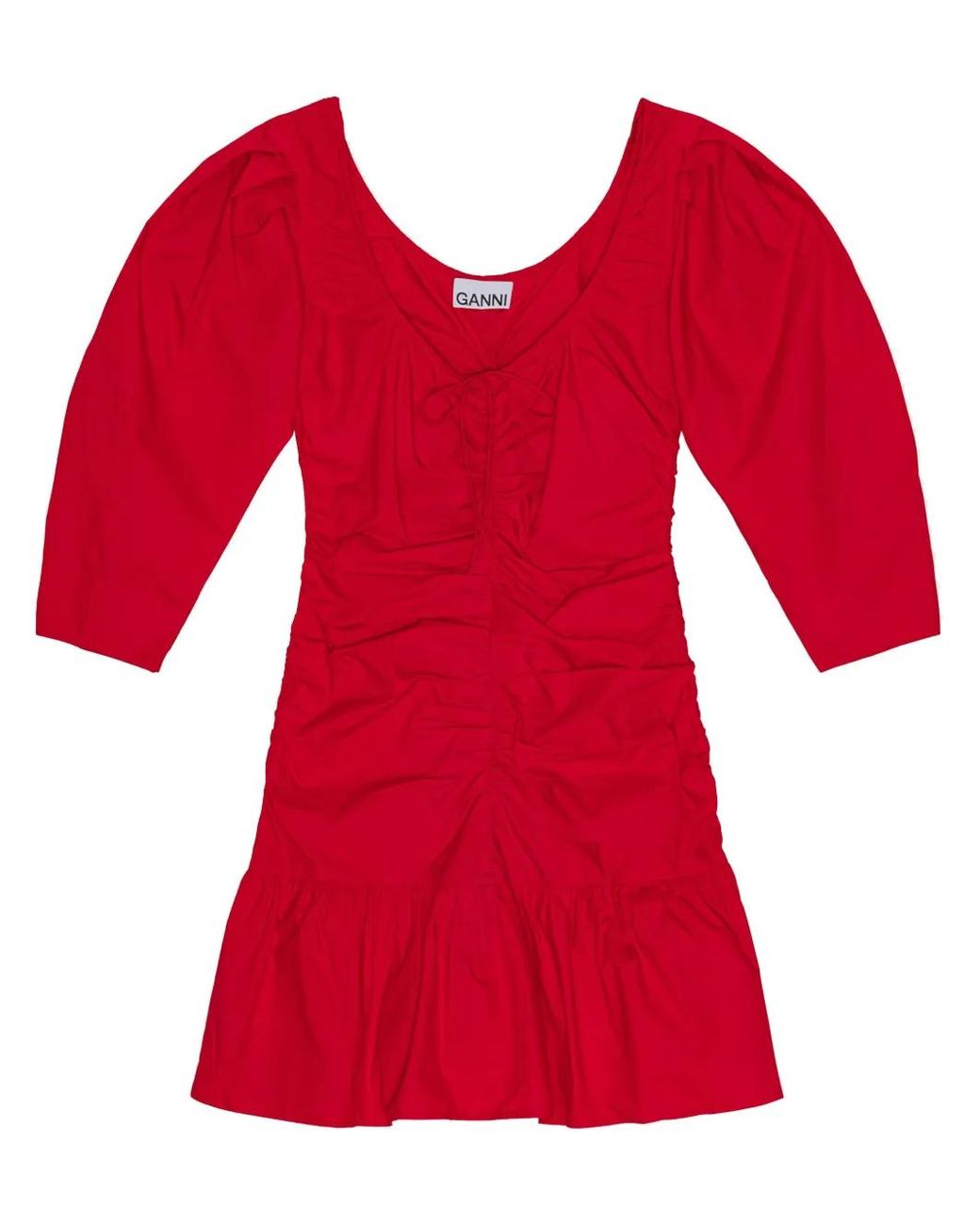 Ganni Gathered Poplin Minidress