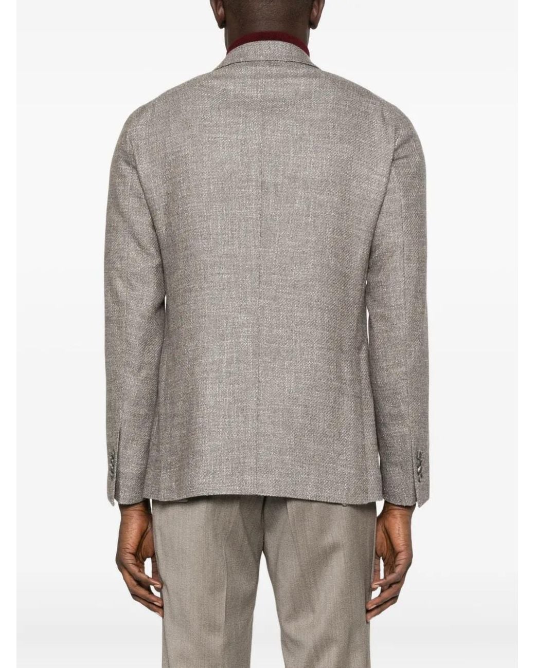 Tagliatore Gray Double-Breasted Textured Jacket for men
