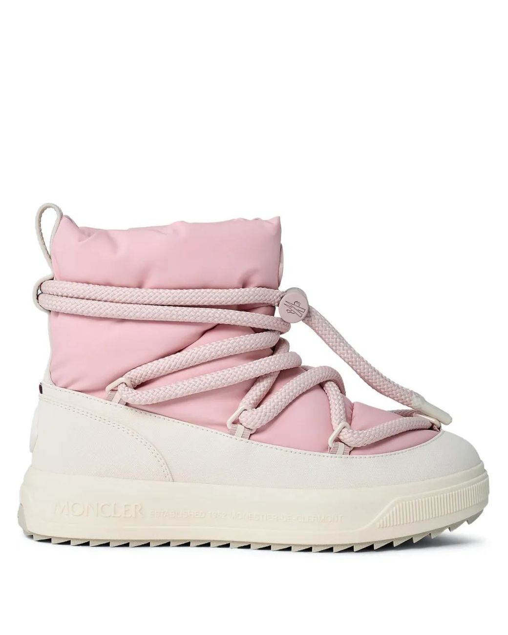 Moncler Pink Padded Lace-Up Boots