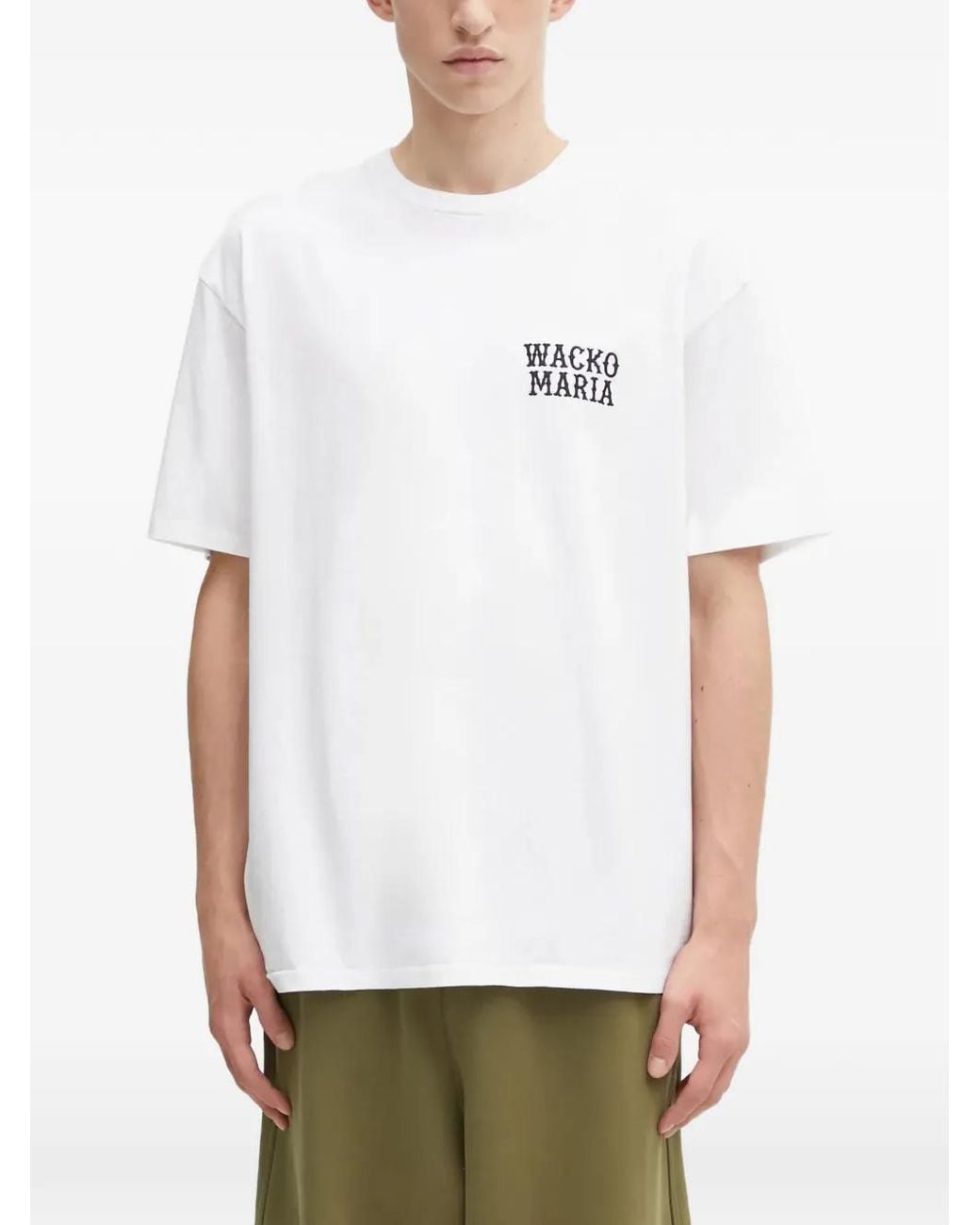 Wacko Maria White Logo-Print Knit T-Shirt for men