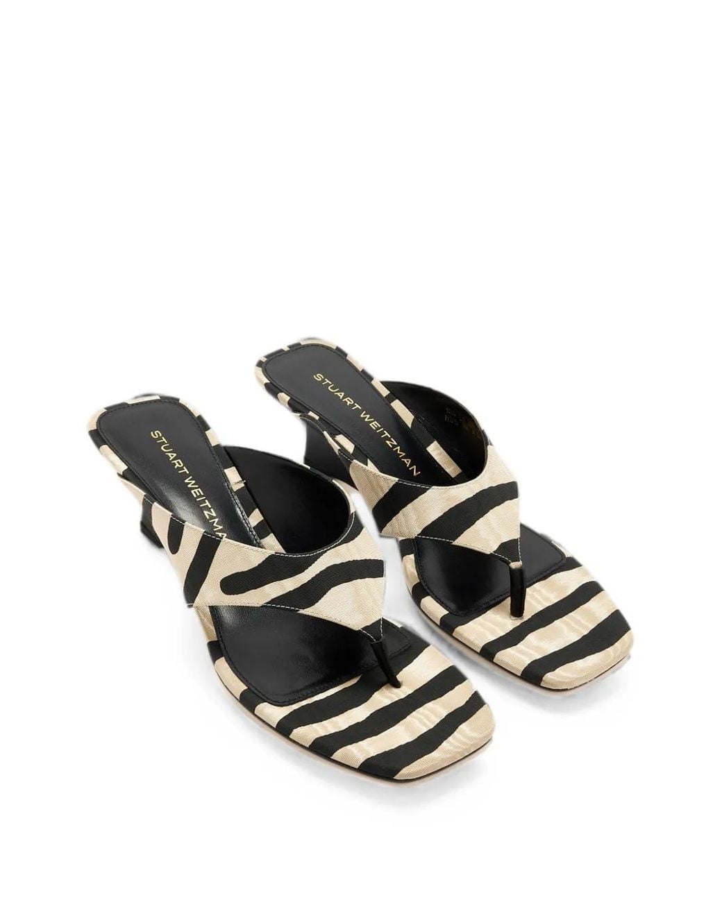 Stuart Weitzman Black Zebra-Print Wedge Sandals