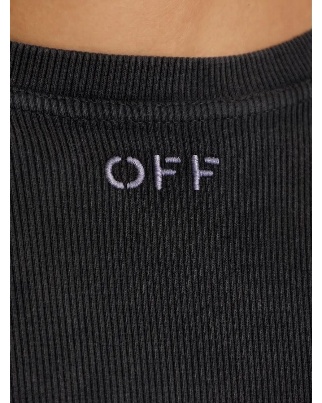 Off-White c/o Virgil Abloh Black Ribbed-Knit Logo-Embroidered Top