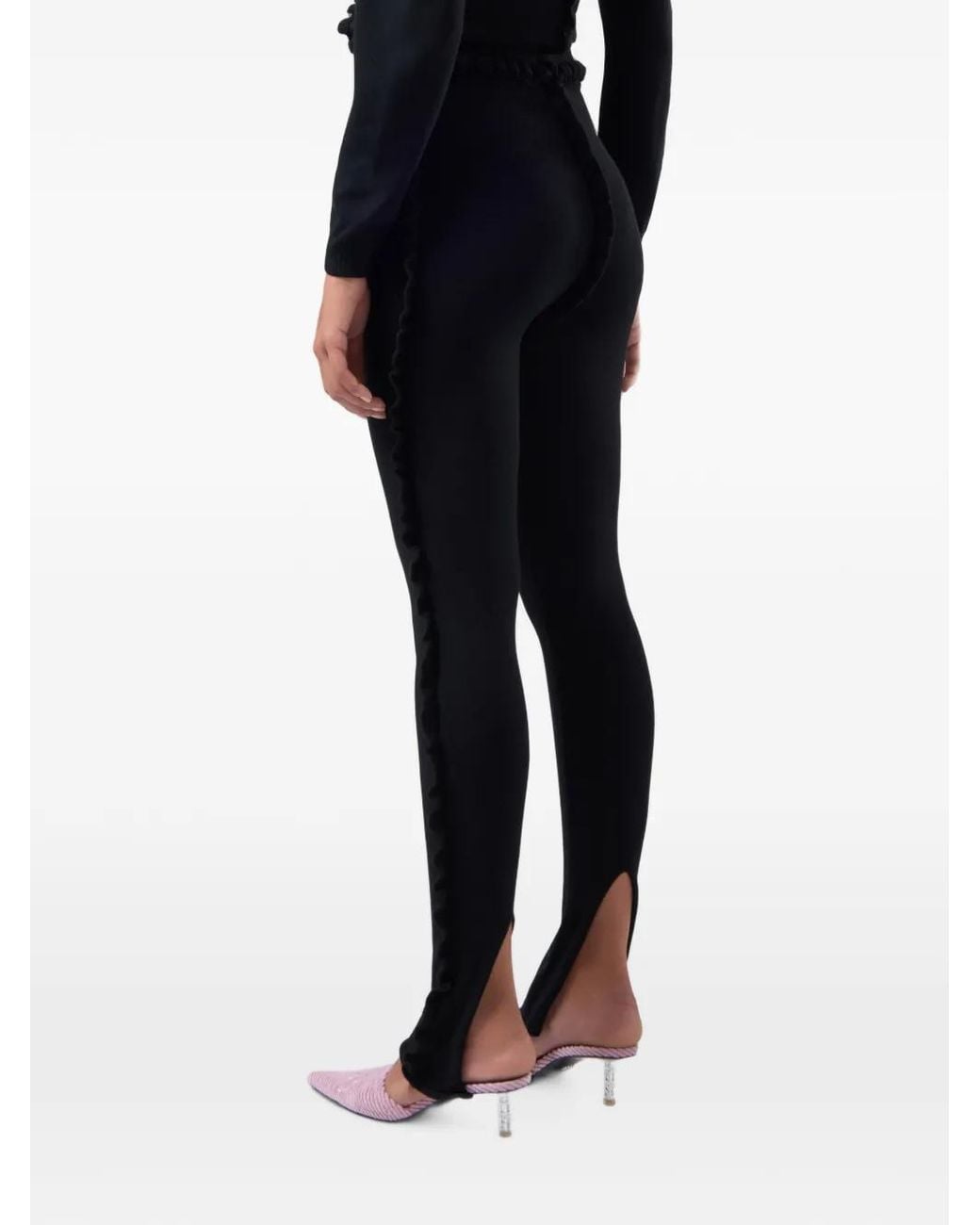 Gcds Blue Medusa Ruffle-Trim Knitted Leggings