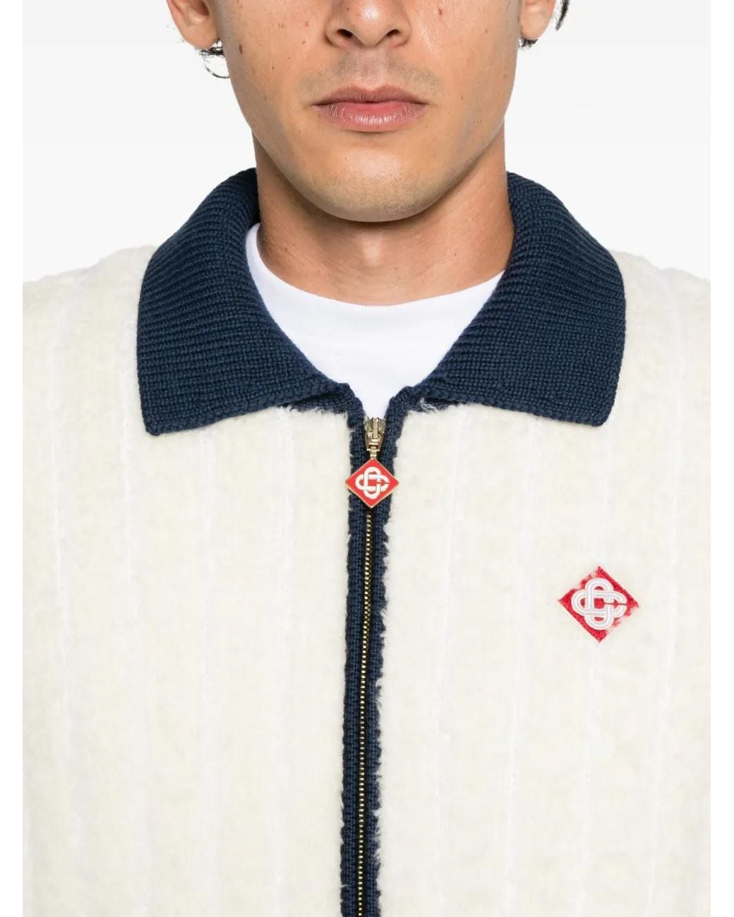 Casablanca White Café Culture Wool Fleece Track Jacket for men