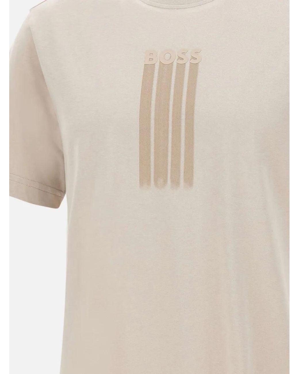 Boss White Te-Bass Graphic Crew Neck T-Shirt for men