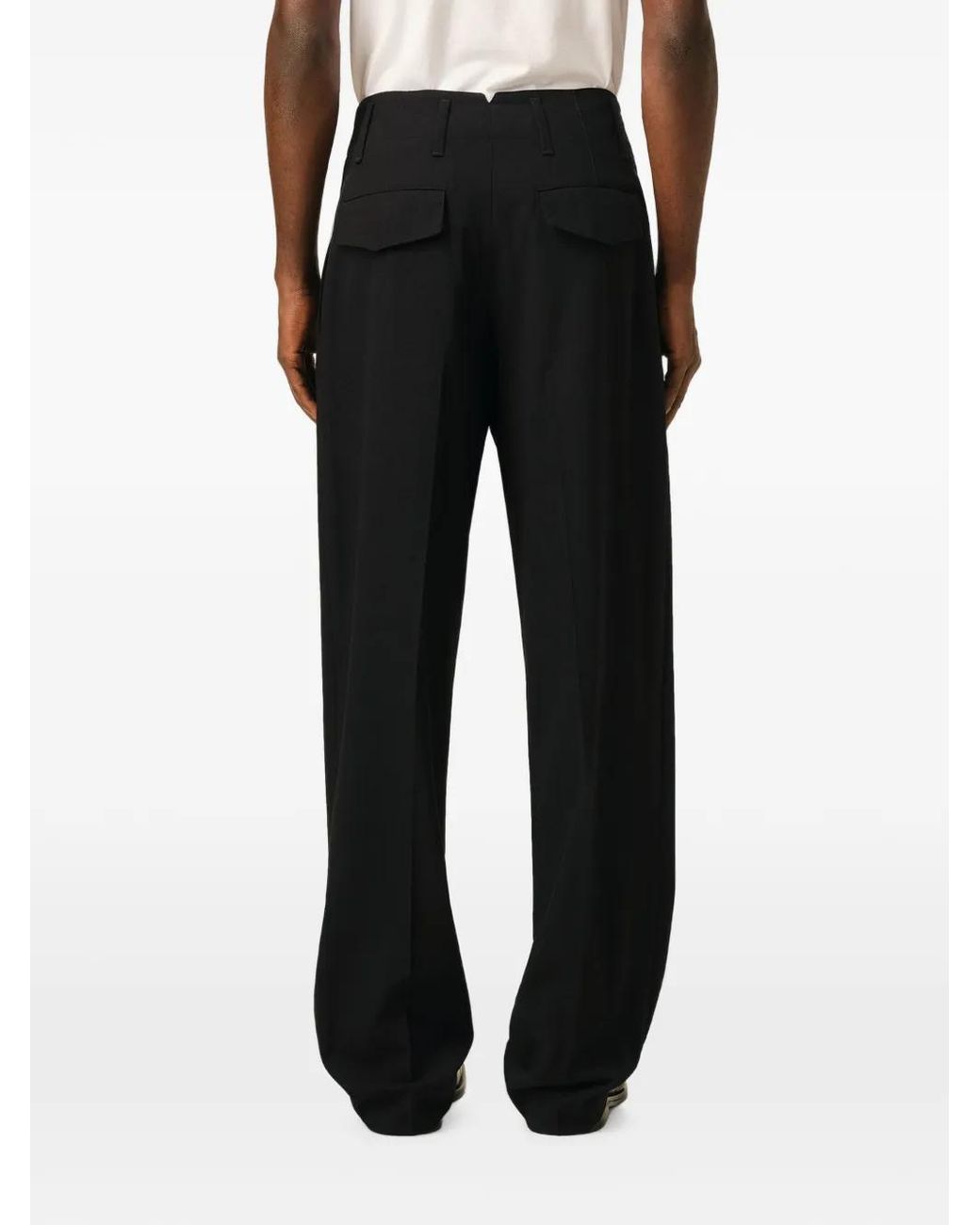 AMI Black Pantalon En Laine À Deux Plis for men