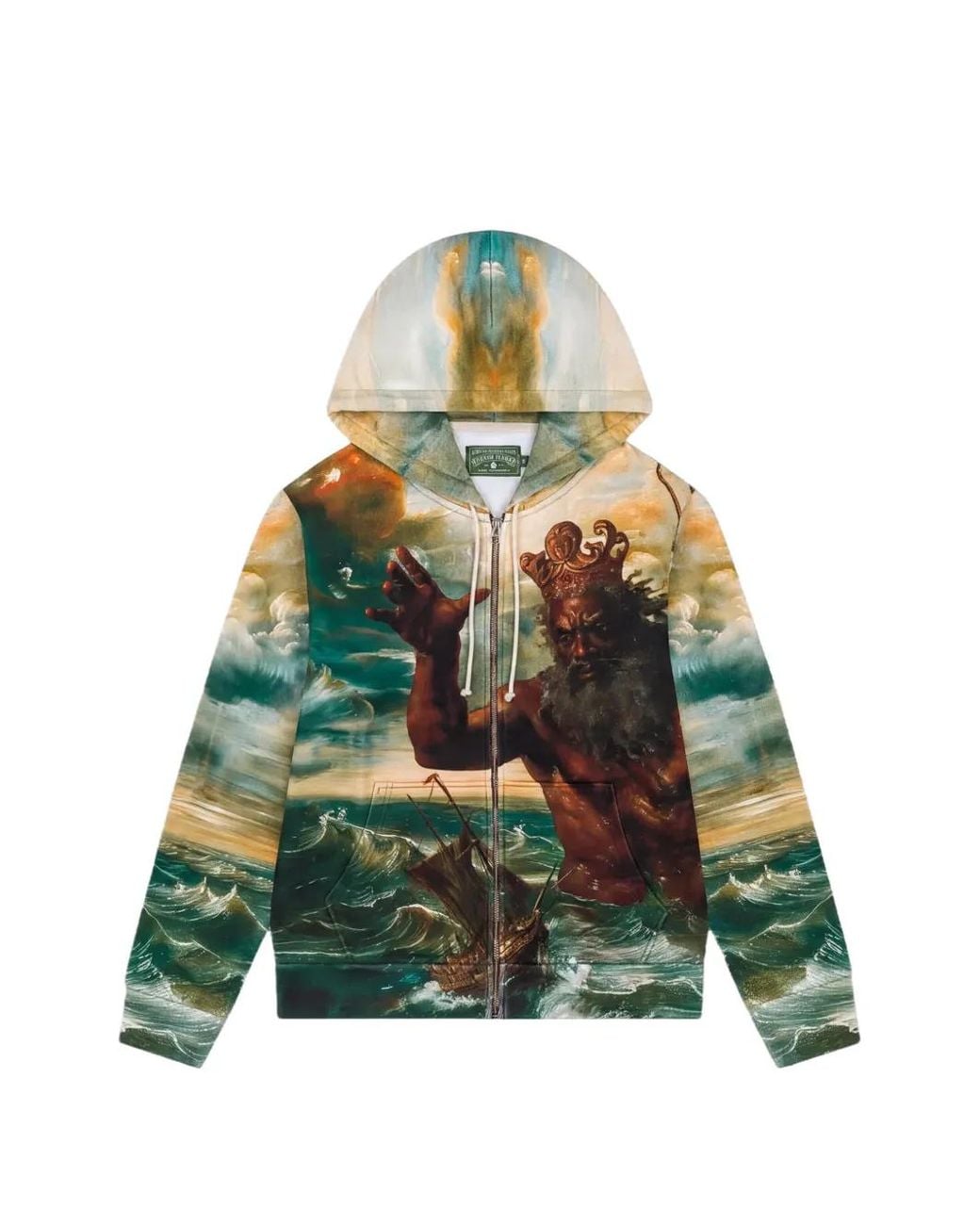 DENIM TEARS Green Poseidon's Revenge Zip-Up Hoodie for men