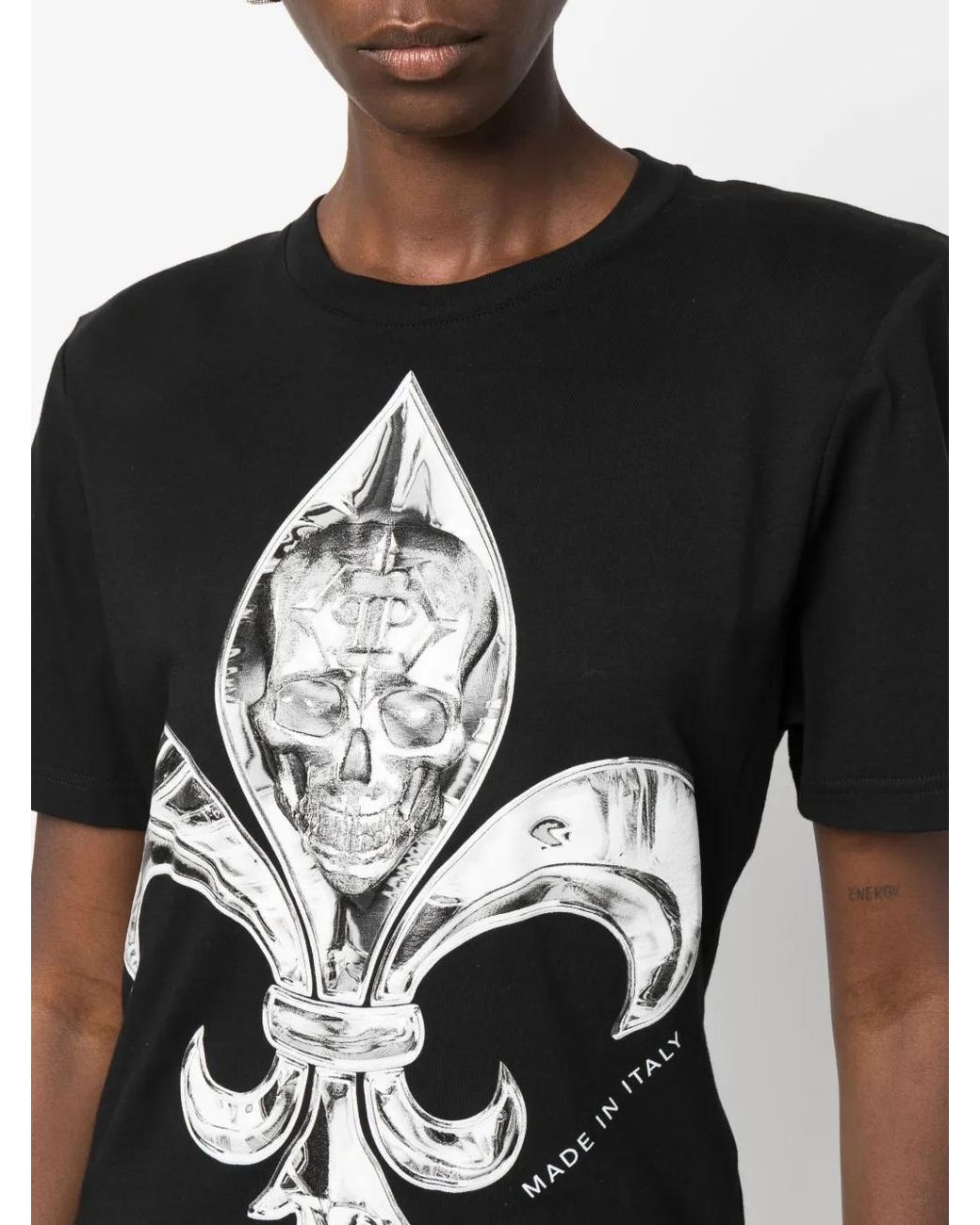Philipp Plein Black Pure Fit Chrome Cotton T-Shirt