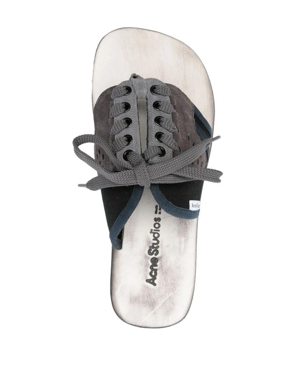 Acne Black Panelled Lace-Up Flip Flops for men