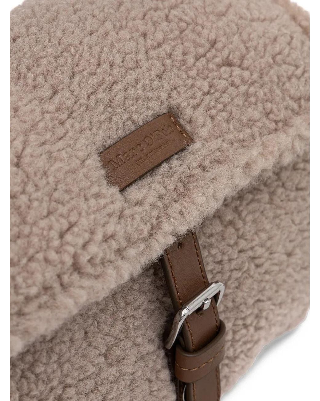 Marc O' Polo Natural Carmen Faux-Shearling Buckle-Fastening Shoulder Bag