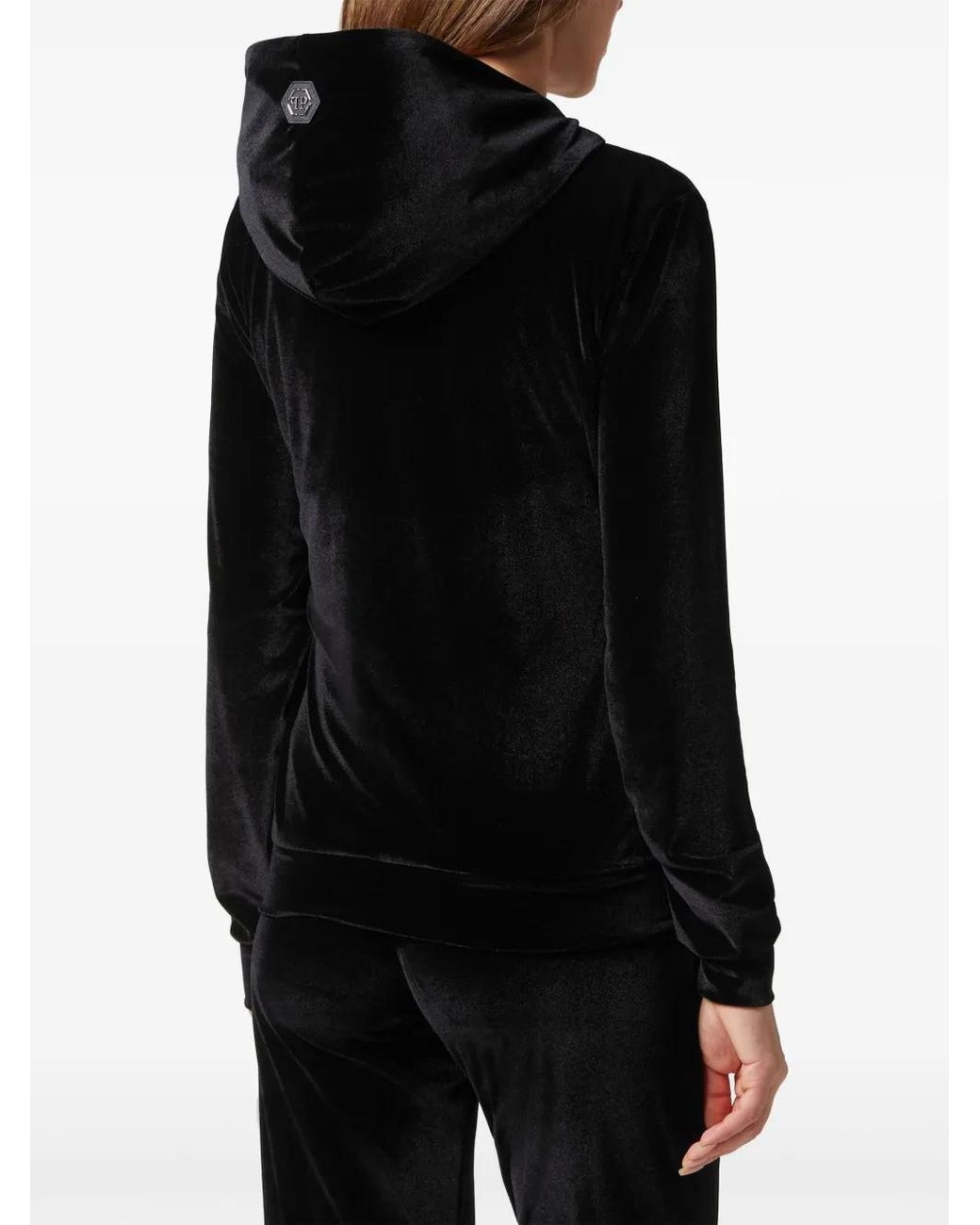 Philipp Plein Black Logo-Embellished Zip-Up Hoodie