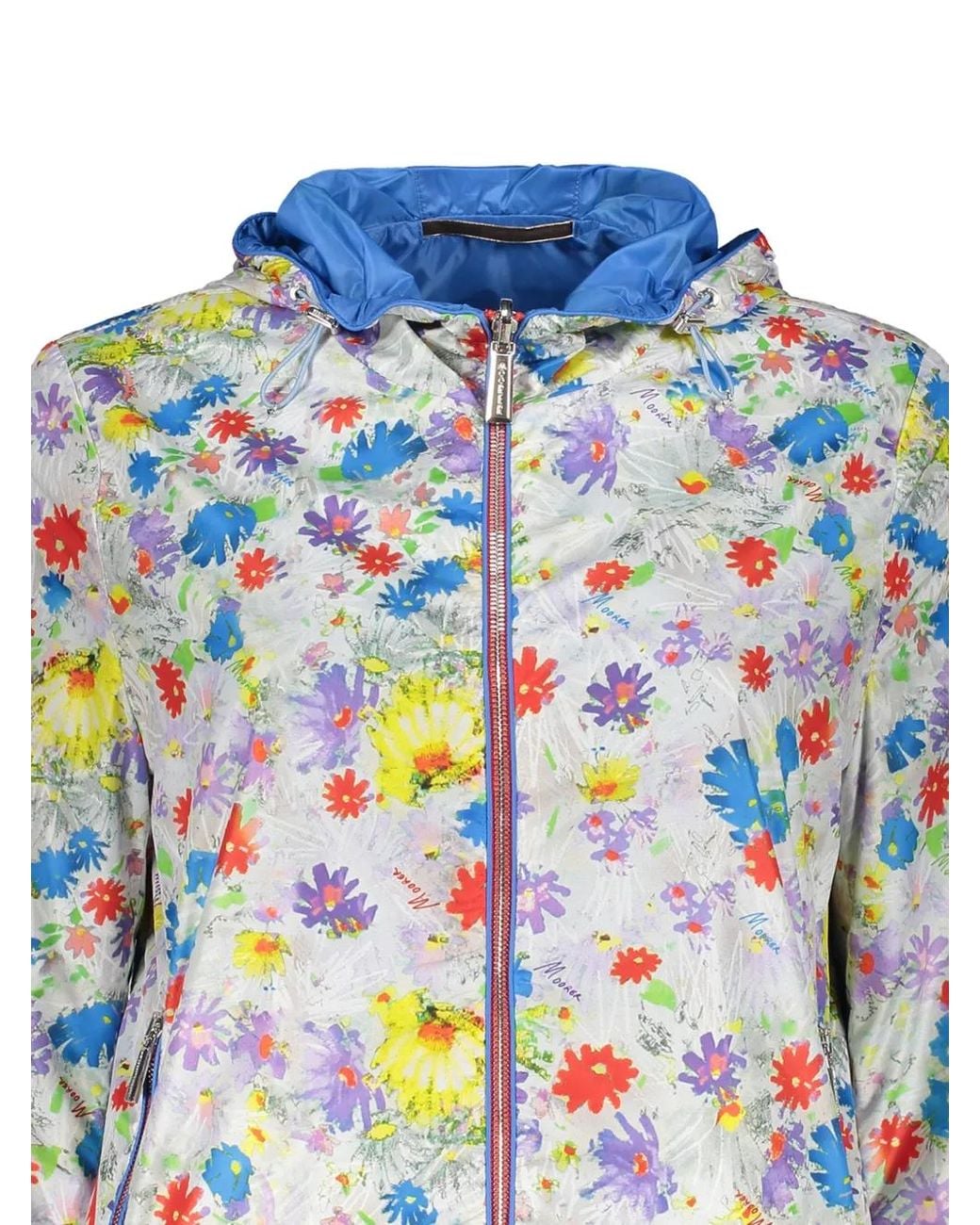 Moorer White Reversible Floral-Print Jacket