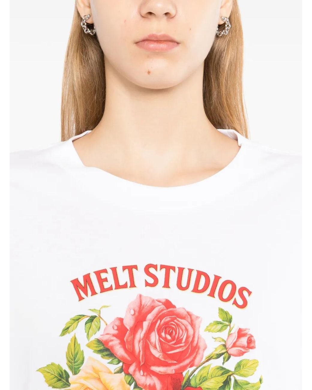 Melt White T-Shirt À Fleurs