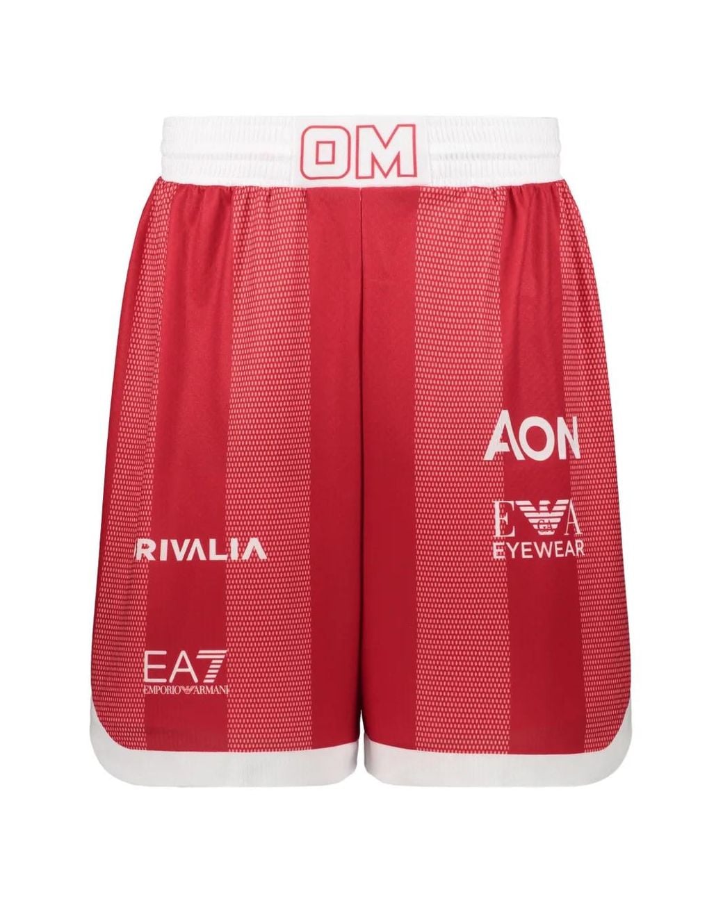 EA7 Red Graphic-Print Track Shorts for men