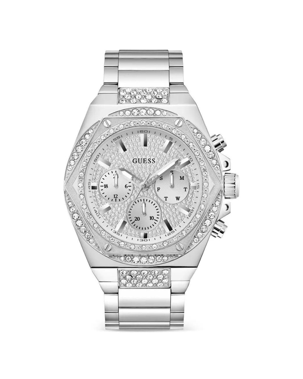 Guess Gray Fury Crystal 47Mm Watch for men