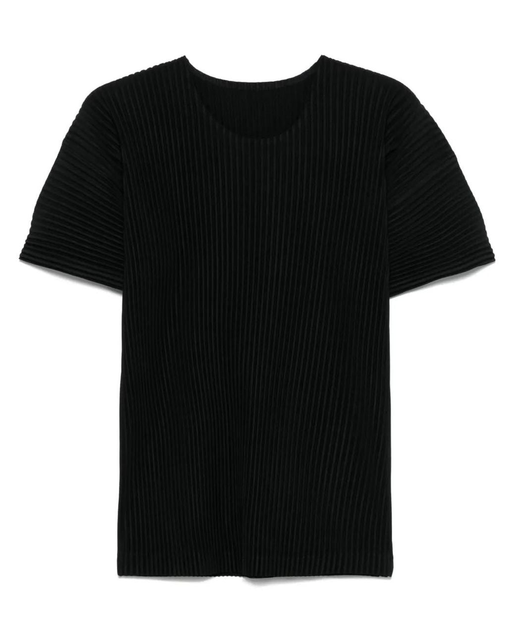 Homme Plissé Issey Miyake Black Plissé-Effect T-Shirt for men