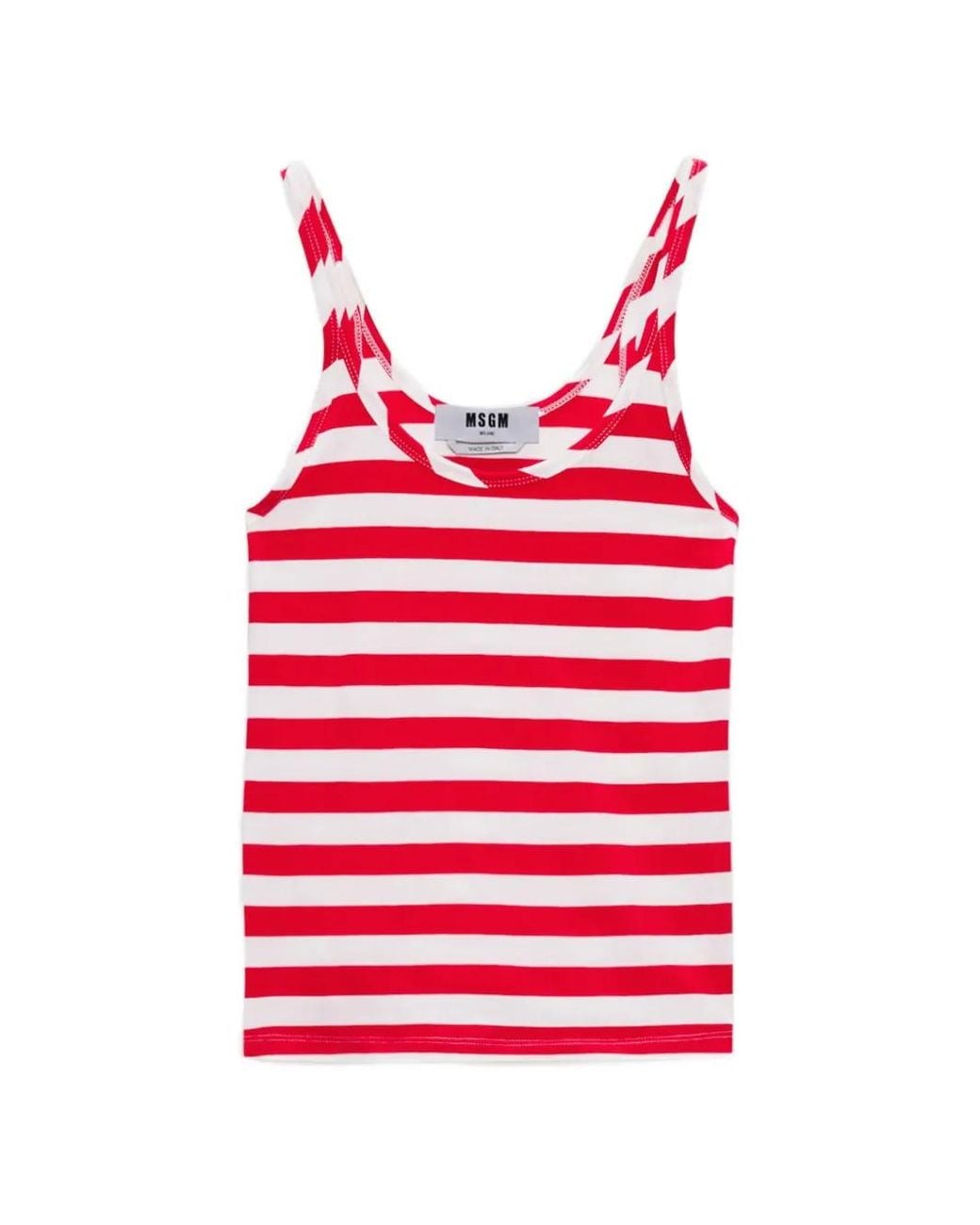 MSGM Red Striped Tank Top