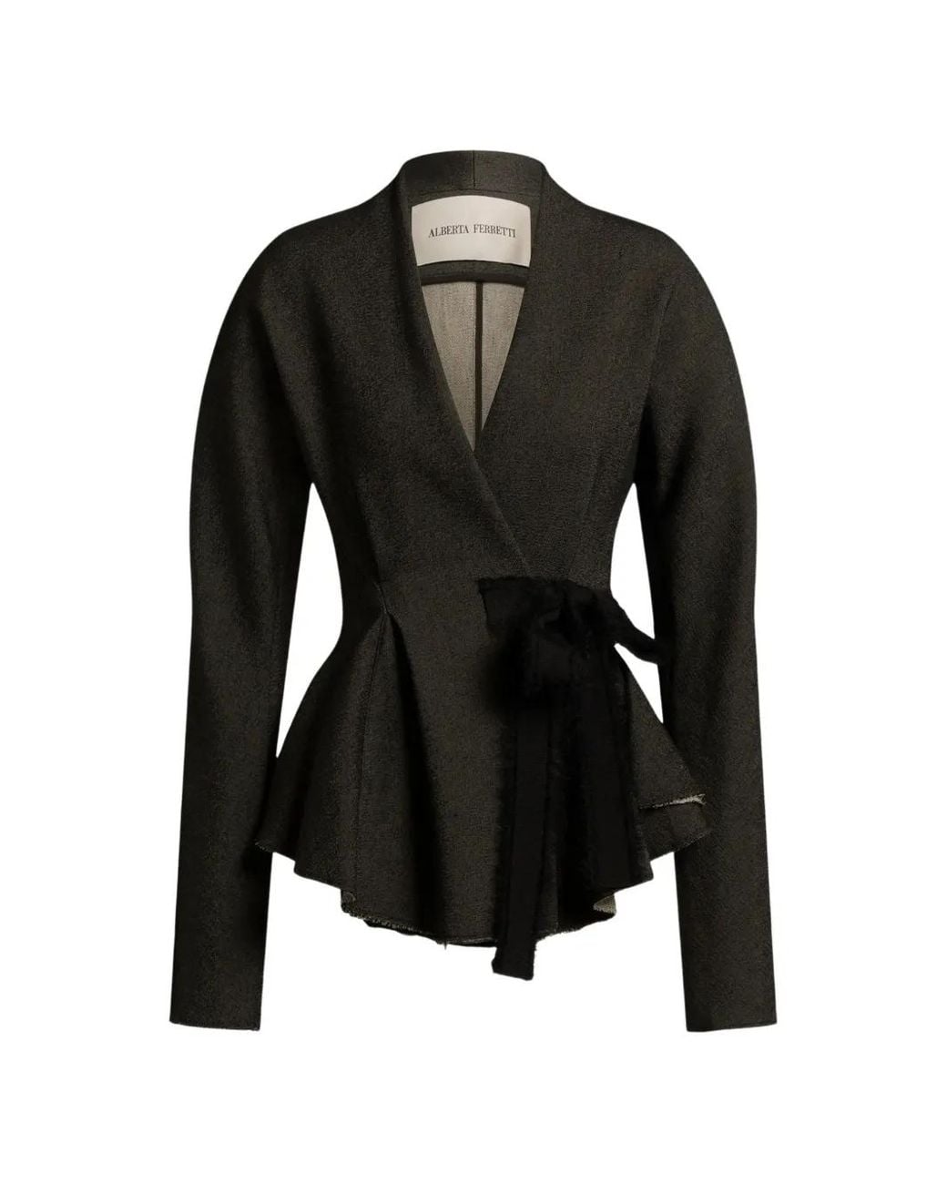 Alberta Ferretti Black Peplum Wrap Jacket