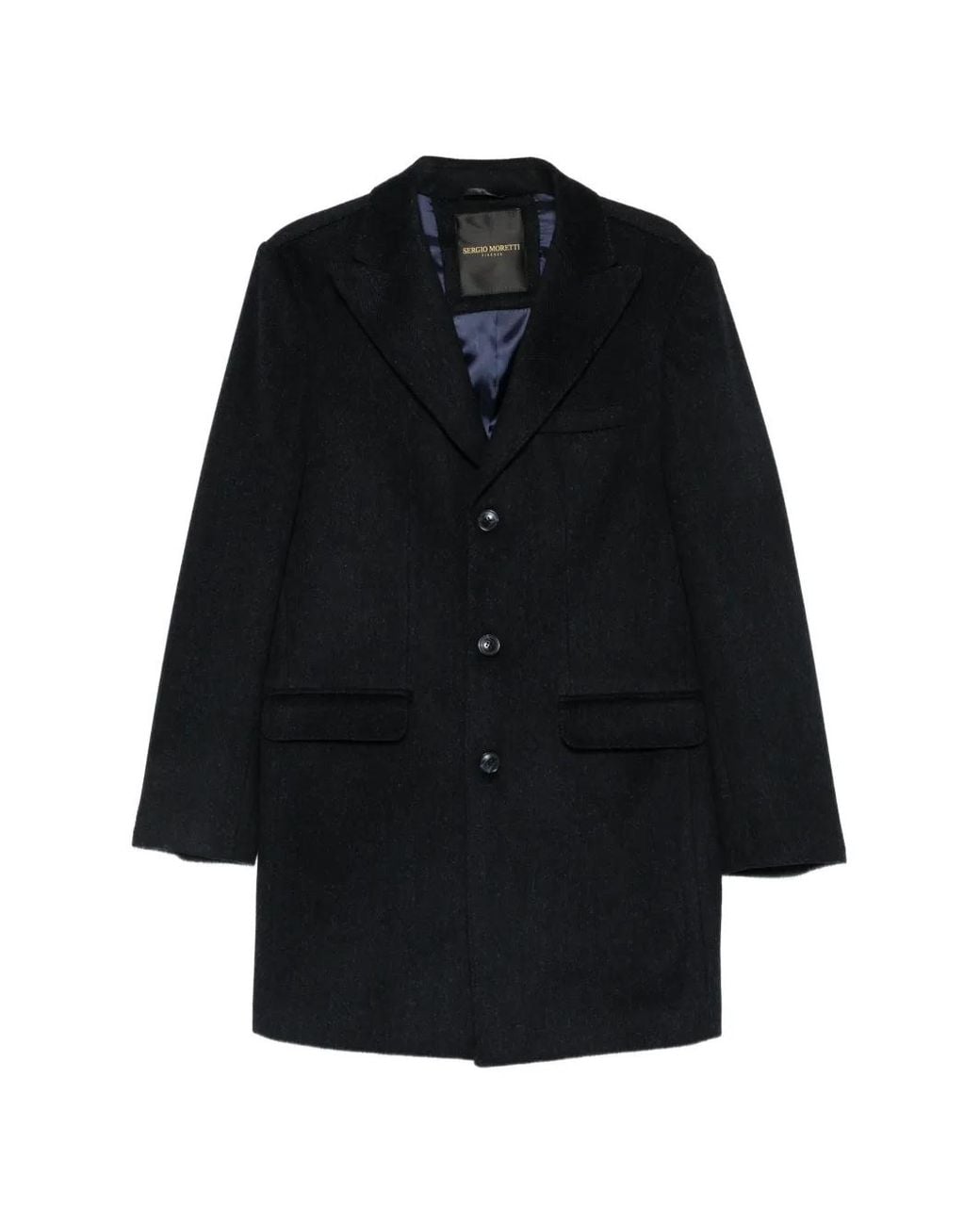 SERGIO MORETTI FIRENZE Black Single-Breasted Coat for men