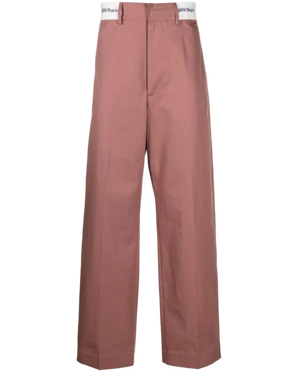 Palm Angels Red Logo-Waist Cotton Trousers for men