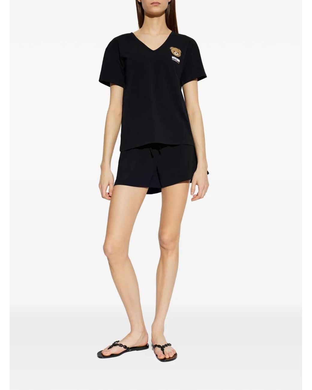 Moschino Black Two-Piece Pajamas Logo Set