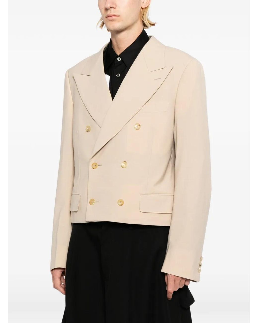 Comme des Garçons Natural Double-Breasted Cropped Jacket for men
