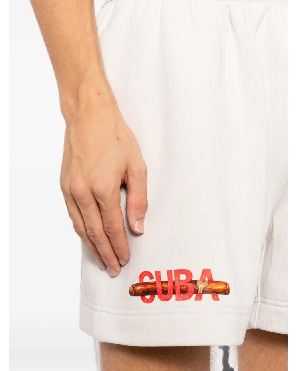 Melt White Graphic-Print Shorts for men