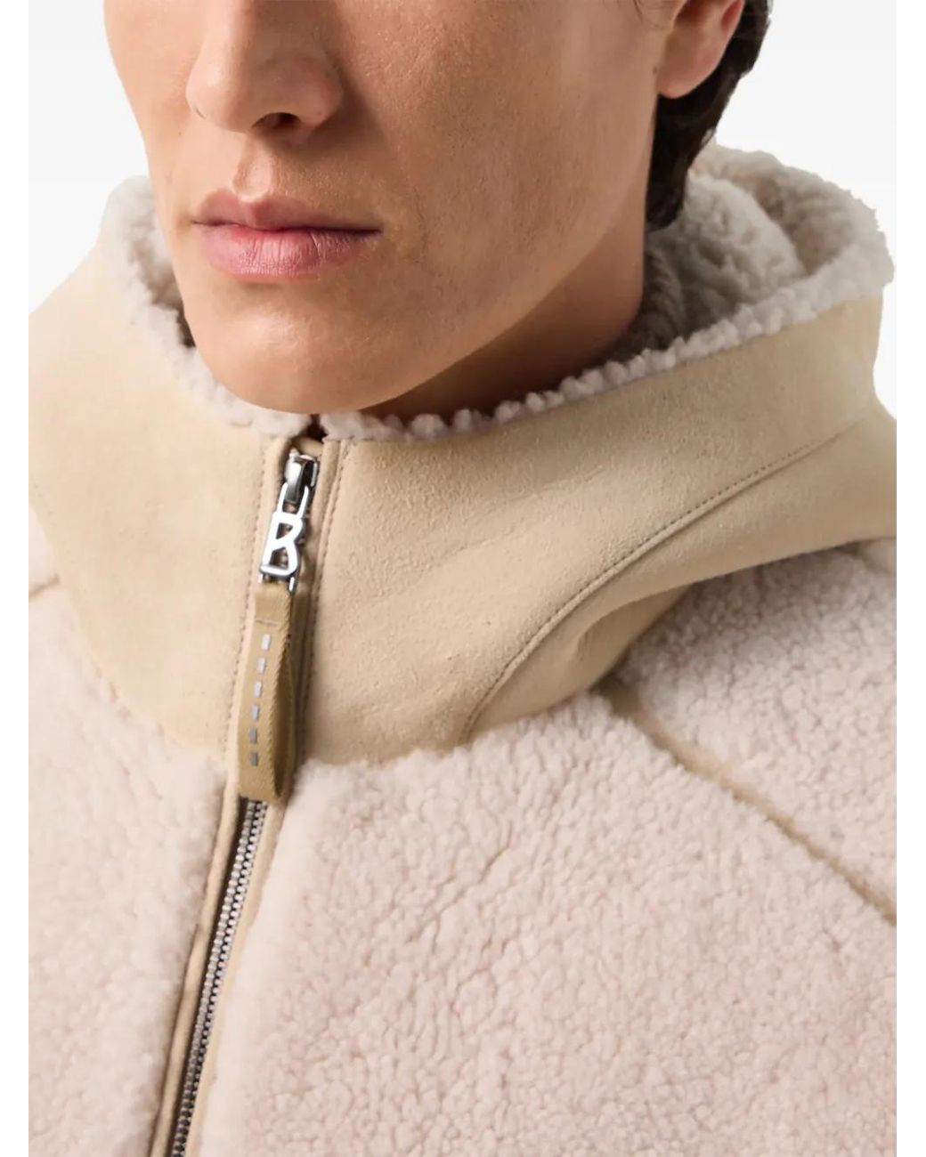 Bogner Natural Soan Hooded Shearling Coat for men