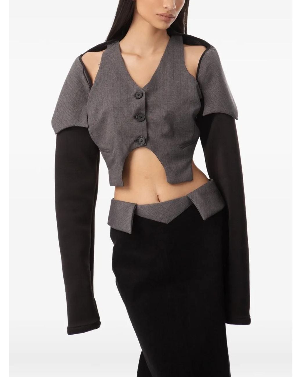 TANIA ORELLANA Gray Laika Cut-Out Crop Top