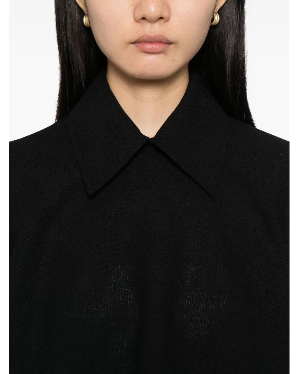 Jil Sander Black Wool Collared Top