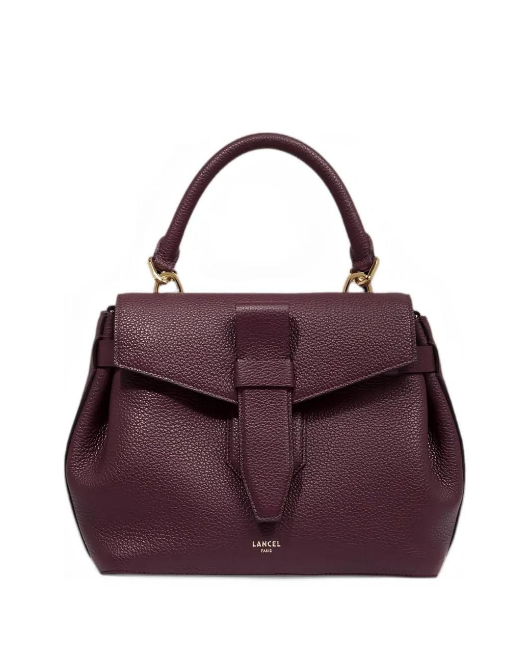 Lancel Purple Grained Leather Tote Bag