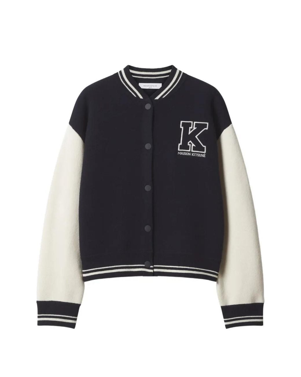 Maison Kitsuné Blue Logo-Embroidered Colour-Block Bomber Jacket