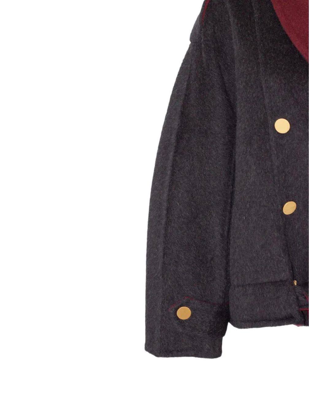 Alberta Ferretti Gray Double-Breasted Belted Peacoat