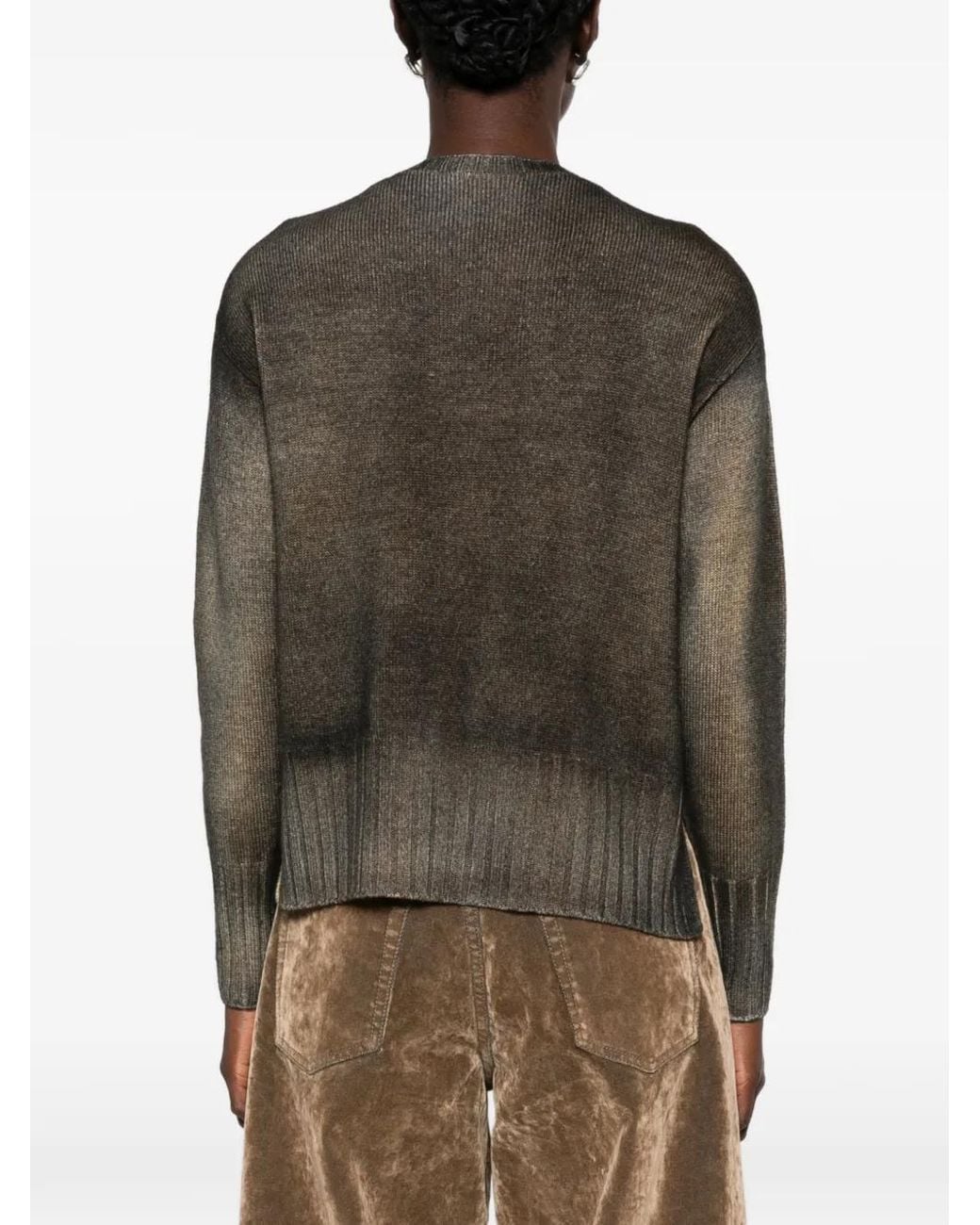 AROVESCIO Green Gradient-Effect Ribbed-Trim Sweater