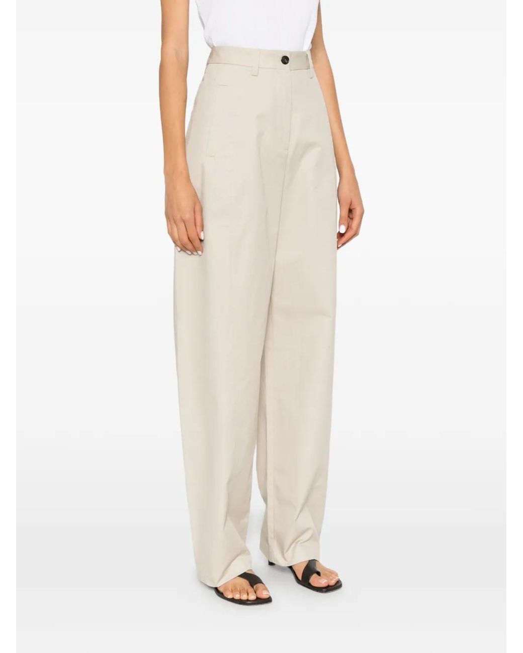 Covert White Belt-Loop Trousers