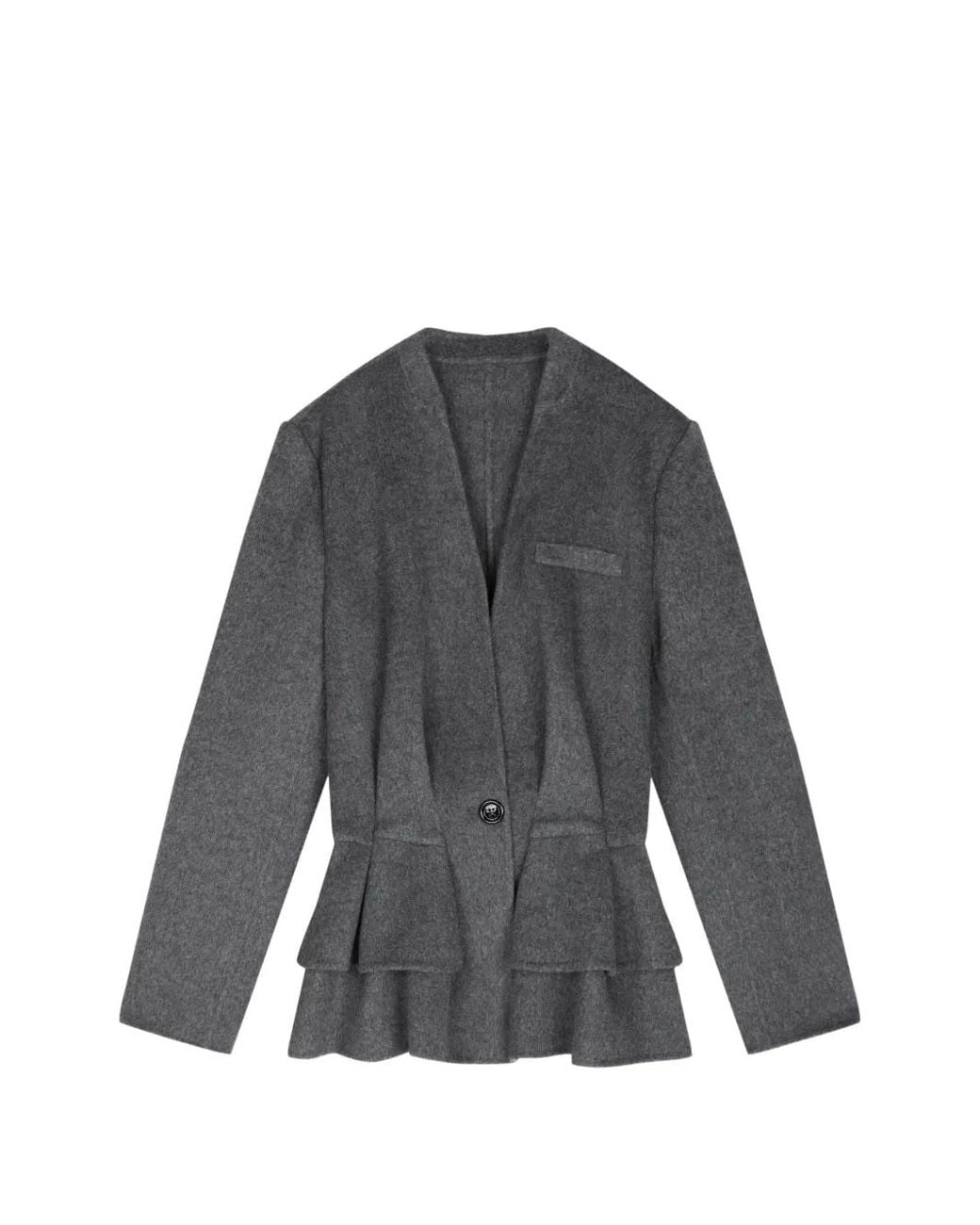 JNBY Gray Blazer En Laine À Basques Superposées